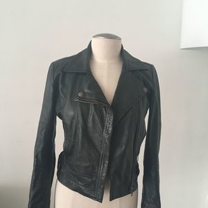 Black Lambskin Leather Biker Jacket